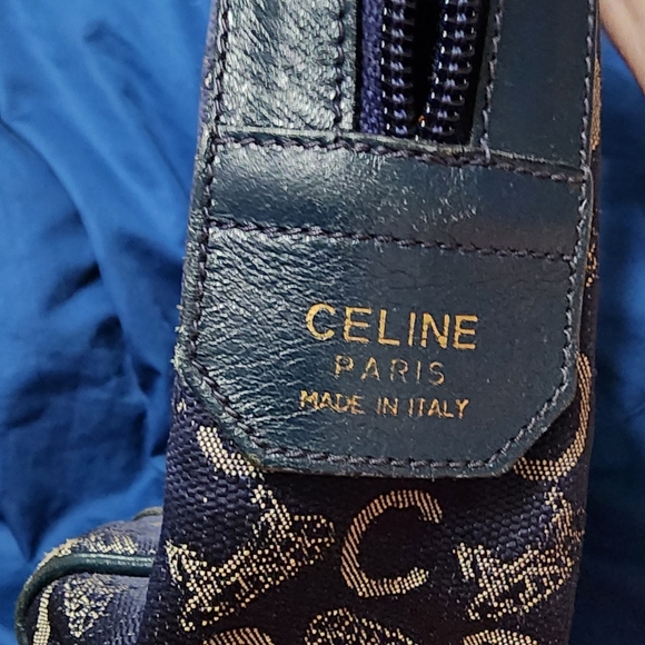 Celine C Macadam Handbag canvas/ leather Navy GUC - Picture 5 of 9